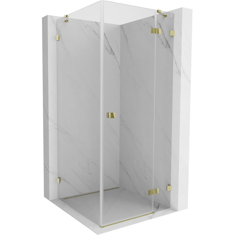 Mexen Lunar right swinging shower enclosure 100 x 100 cm, transparent, gold - 834-100-100-50-00-P