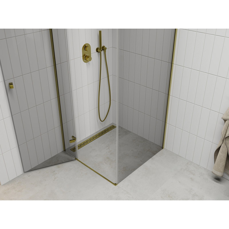 Mexen Roma swing shower cabin 100 x 100 cm, transparent, gold - 854-100-100--50-00