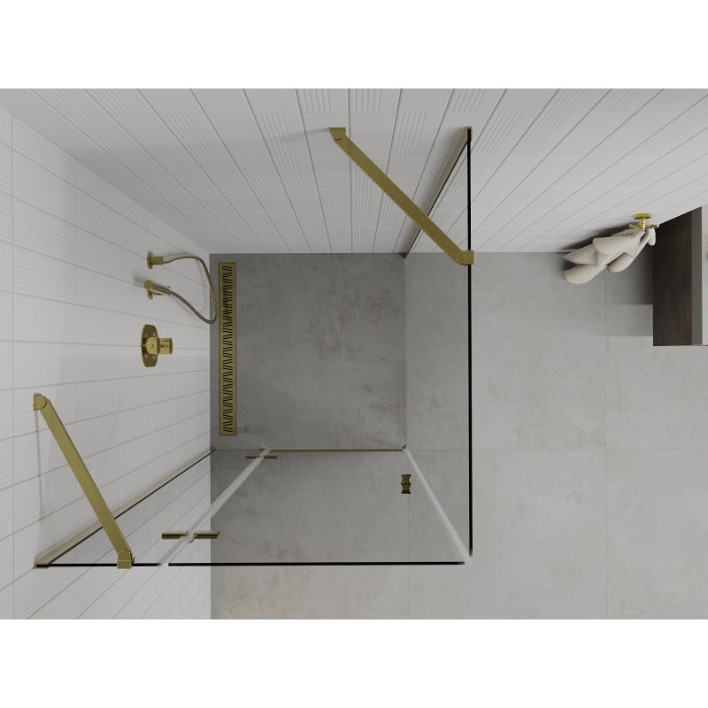Mexen Roma swing shower cabin 100 x 100 cm, transparent, gold - 854-100-100--50-00