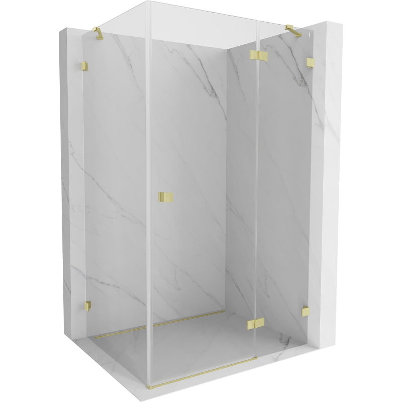 Mexen Lunar 95 x 70 cm Hinged Shower Enclosure Right, Transparent, Brushed Gold - 834-095-070-55-00-P