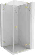 Mexen Lunar right-sided hinged shower cabin 80 x 80 cm, transparent, brushed gold - 834-080-080-55-00-P