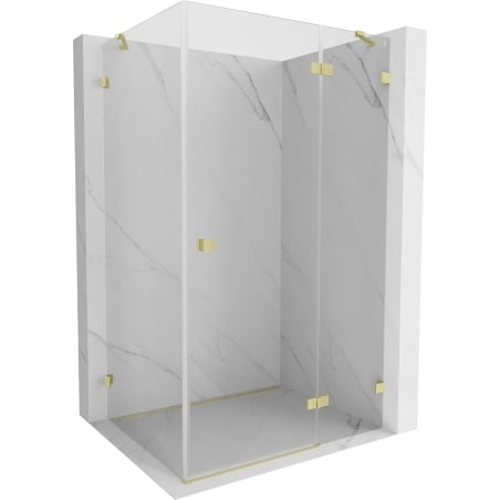 Mexen Lunar shower enclosure right-hinged 100 x 80 cm, transparent, brushed gold - 834-100-080-55-00-P