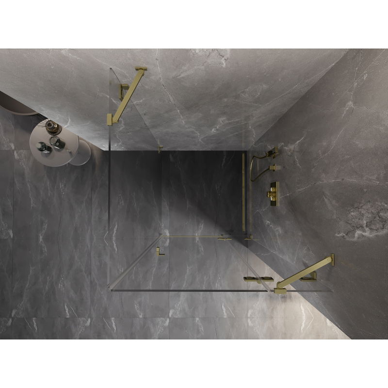Mexen Lunar right-hinged shower cabin 90 x 90 cm, transparent, brushed gold - 834-090-090-55-00-P