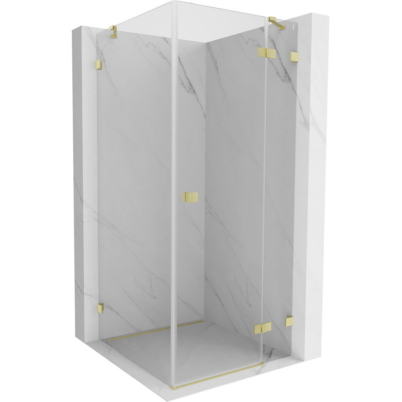 Mexen Lunar right-side hinged shower cabin 100 x 100 cm, transparent, brushed gold - 834-100-100-55-00-P