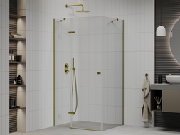 Mexen Roma swing shower enclosure 80 x 100 cm, transparent, gold - 854-080-100-50-00