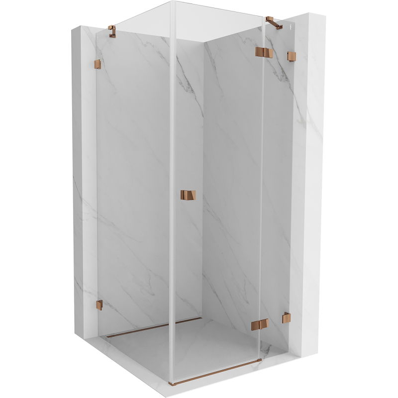 Mexen Lunar right-hinged shower enclosure 90 x 90 cm, transparent, rose gold - 834-090-090-60-00-P