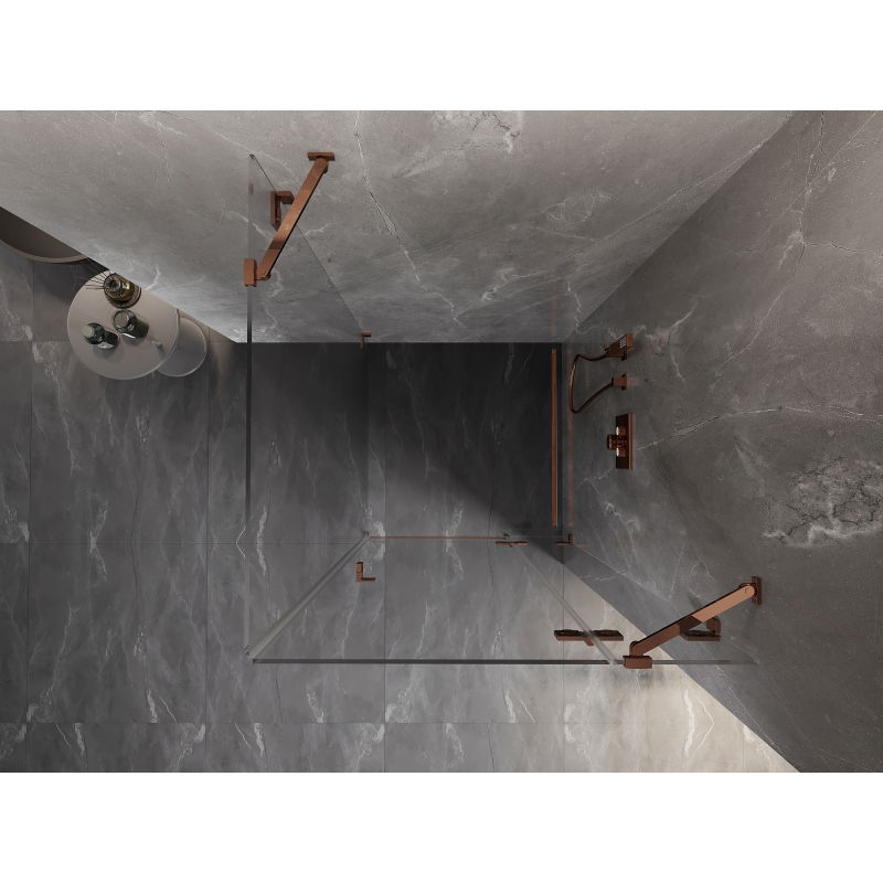 Mexen Lunar right-swing shower enclosure 100 x 100 cm, transparent, rose gold - 834-100-100-60-00-P