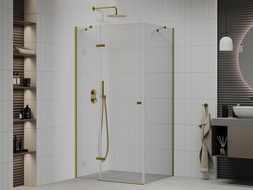 Mexen Roma hinged shower cubicle 90 x 80 cm, Transparent, Gold - 854-090-080-50-00