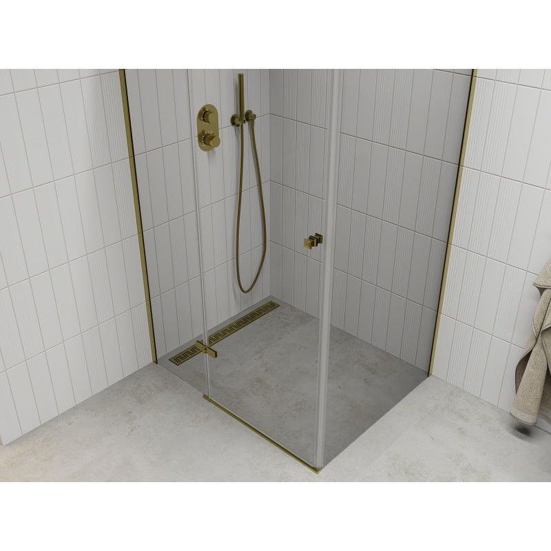 Mexen Roma Hinged Shower Enclosure 100 x 70 cm, Transparent, Gold - 854-100-070-50-00