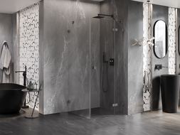 Mexen Lunar right-hinged shower enclosure 70 x 70 cm, transparent, brushed gun gray - 834-070-070-66-00-P