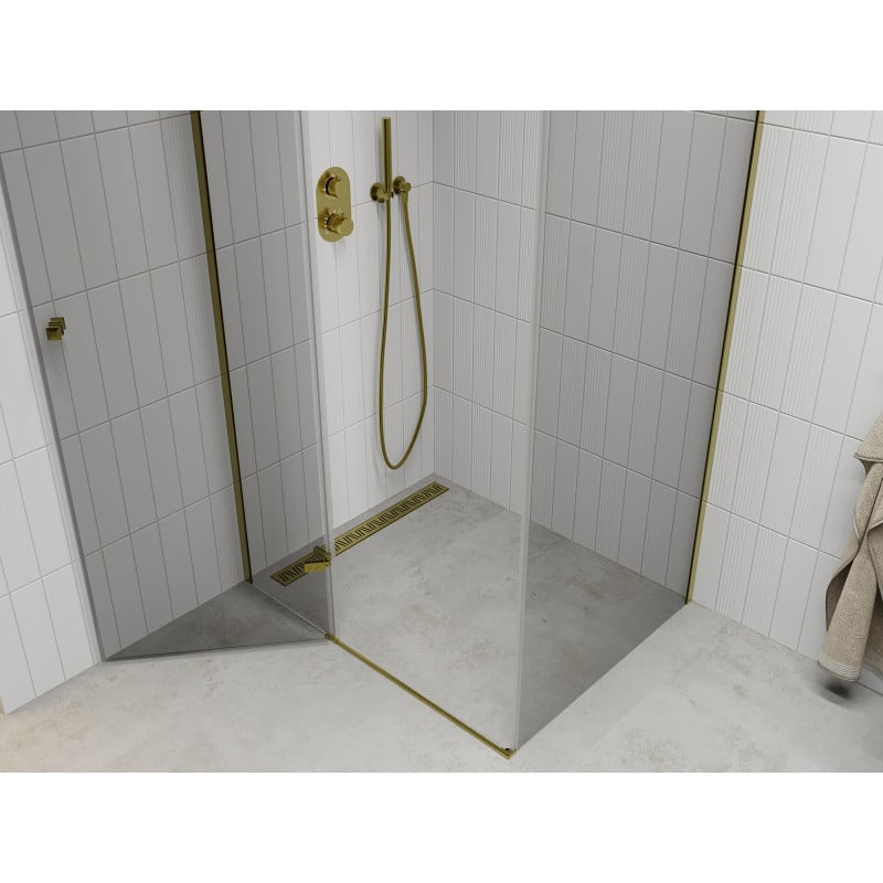 Mexen Roma swing shower cabin 110 x 70 cm, transparent, gold - 854-110-070-50-00