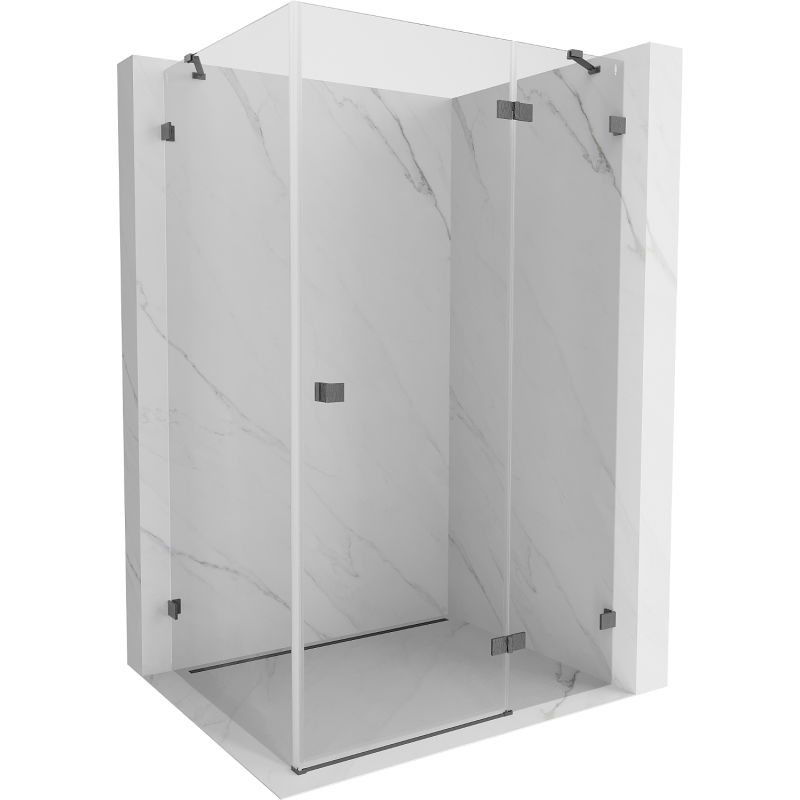 Mexen Lunar right-hinged shower enclosure 95 x 70 cm, transparent, brushed gun gray - 834-095-070-66-00-P