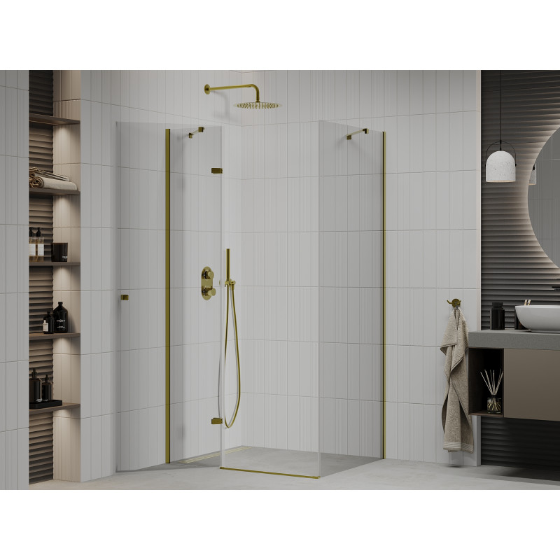 Mexen Roma swing shower cabin 110 x 80 cm, transparent, gold - 854-110-080-50-00