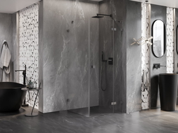 Mexen Lunar right-hinged shower cabin 80 x 80 cm, transparent, brushed gun gray - 834-080-080-66-00-P