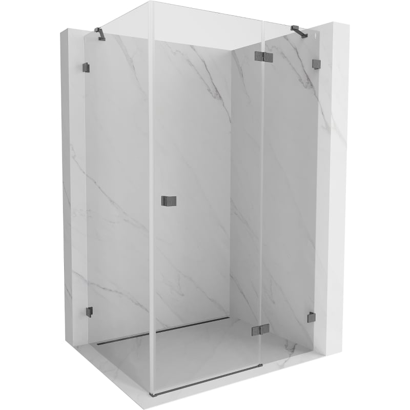 Mexen Lunar right hinged shower enclosure 95 x 80 cm, transparent, brushed gun gray - 834-095-080-66-00-P
