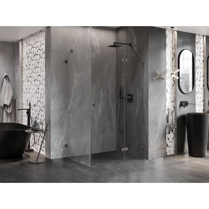 Mexen Lunar right-hinged shower enclosure 95 x 80 cm, transparent, brushed gun gray - 834-095-080-66-00-P