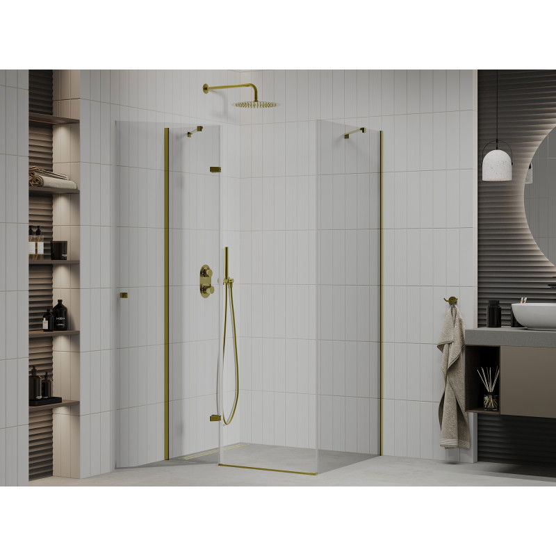 Mexen Roma Hinged Shower Enclosure 110 x 90 cm, Transparent, Gold - 854-110-090-50-00