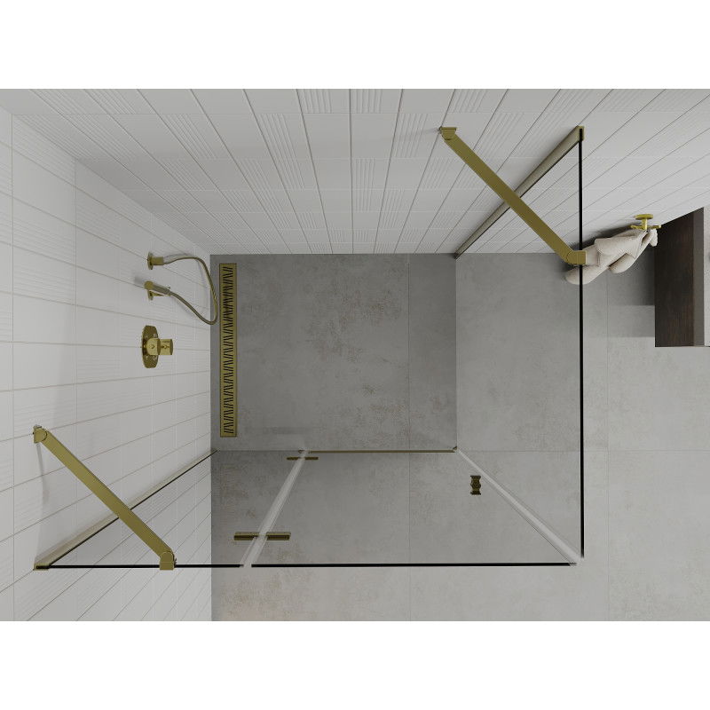 Mexen Roma 110 x 100 cm Pivot Shower Enclosure, Transparent, Gold - 854-110-100-50-00