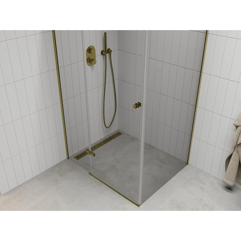 Mexen Roma swing shower cabin 110 x 100 cm, transparent, gold - 854-110-100-50-00