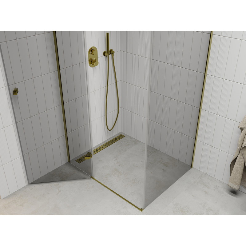 Mexen Roma swing shower cabin 120 x 70 cm, transparent, gold - 854-120-070-50-00