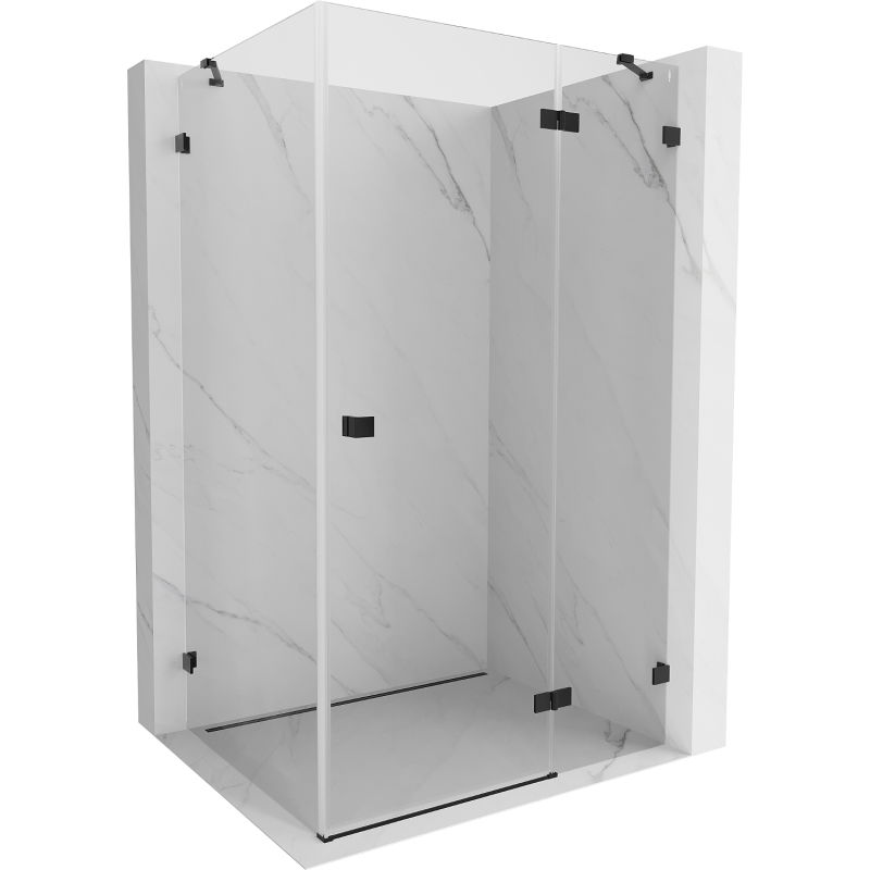 Mexen Lunar right-hand pivot shower enclosure 80 x 70 cm, transparent, black - 834-080-070-70-00-P