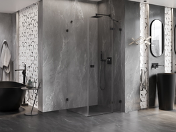 Mexen Lunar 90 x 90 cm Right Hinged Shower Enclosure, Transparent, Black - 834-090-090-70-00-P