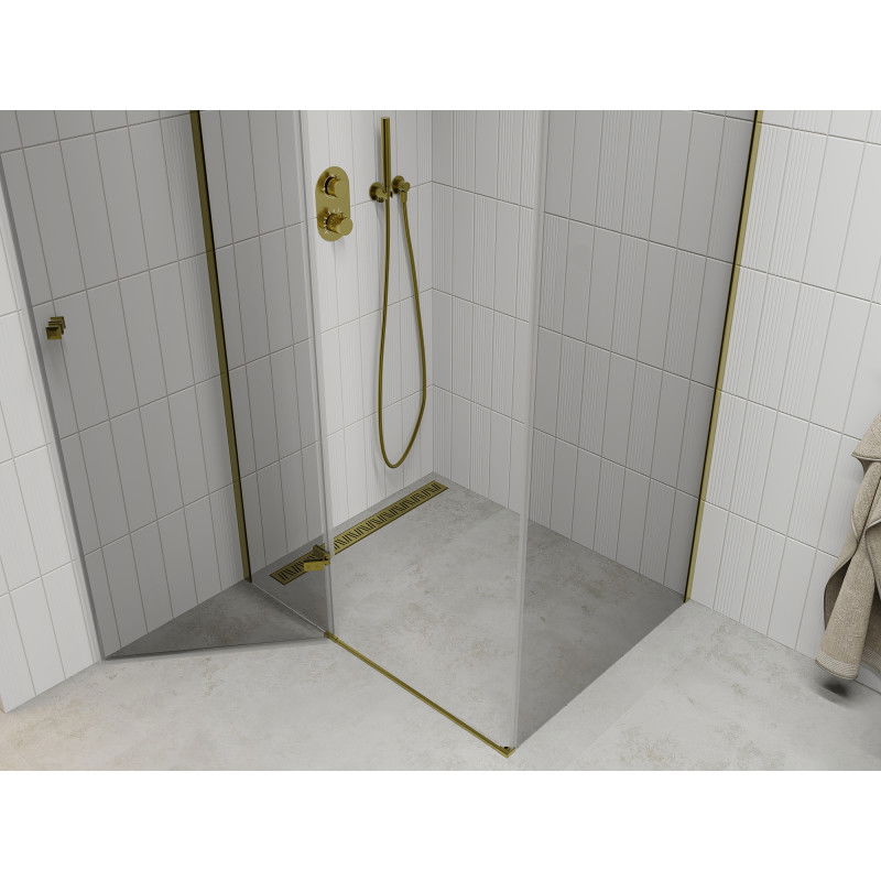 Mexen Roma pivot shower cabin 120 x 100 cm, transparent, gold - 854-120-100-50-00