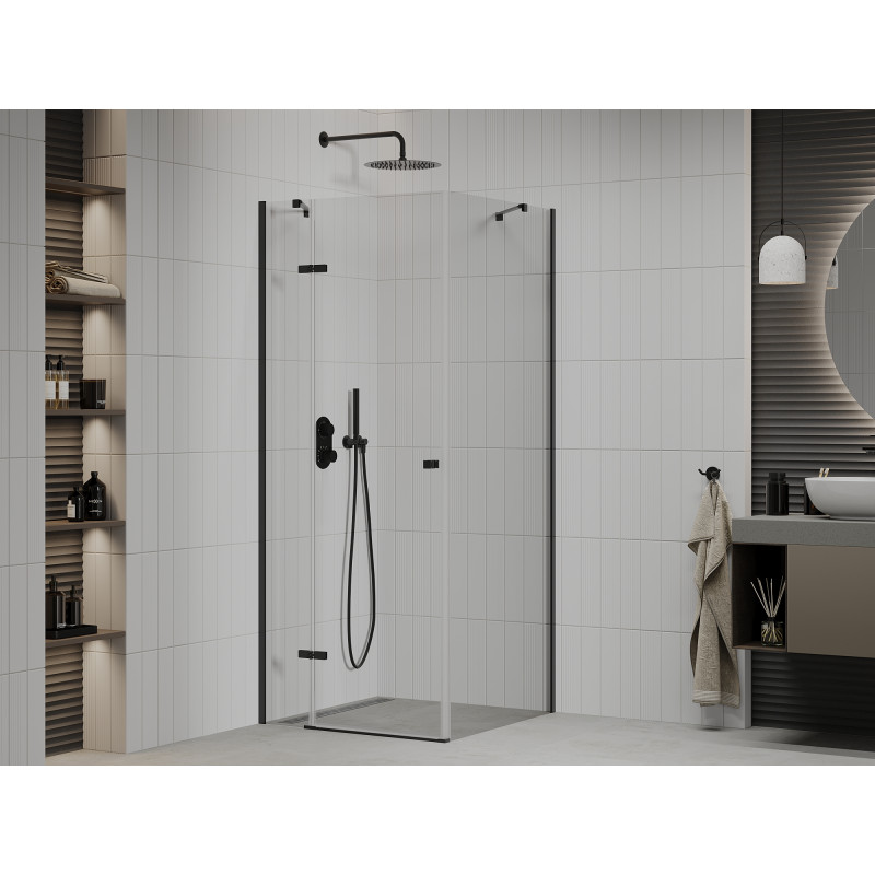 Mexen Roma pivot shower enclosure 70 x 70 cm, transparent, black - 854-070-070-70-00