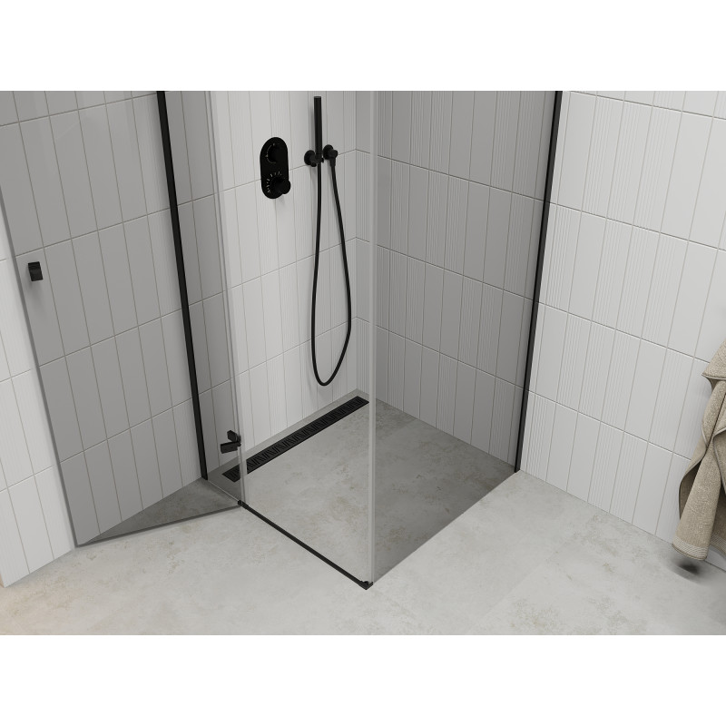 Mexen Roma pivot shower enclosure 70 x 70 cm, transparent, black - 854-070-070-70-00