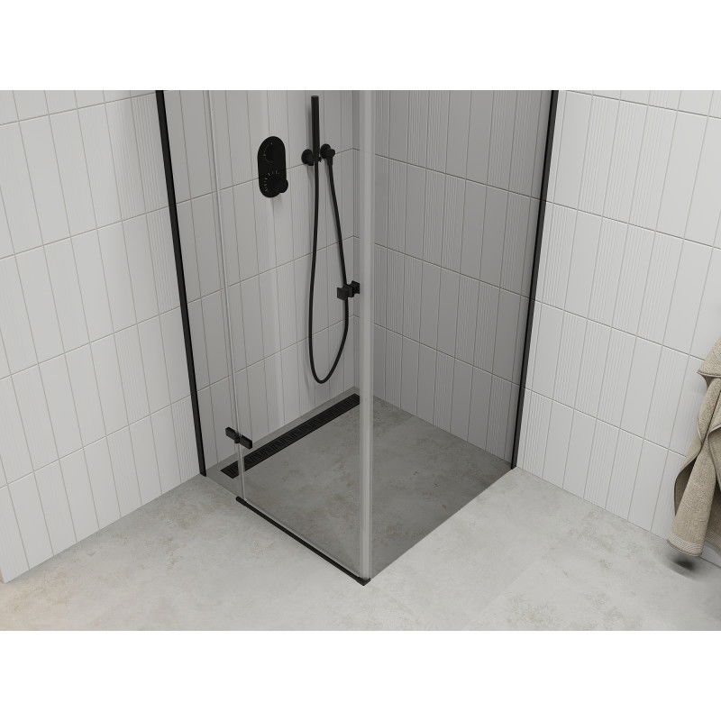 Mexen Roma 70 x 70 cm Pivot Shower Enclosure, Transparent, Black - 854-070-070-70-00