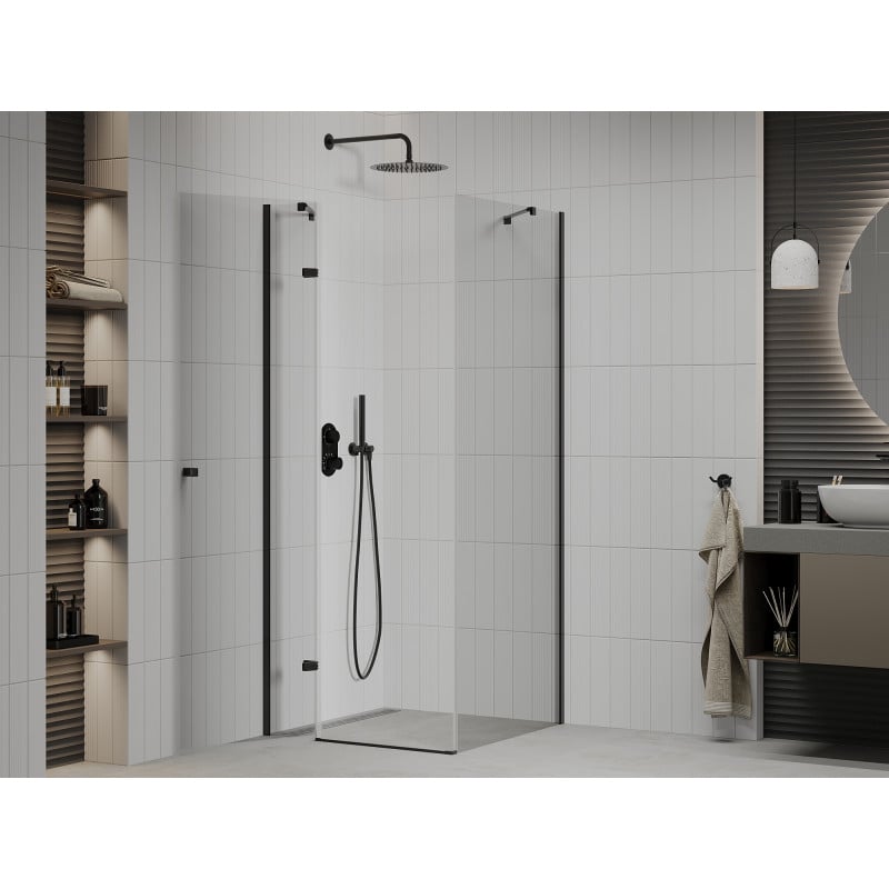Mexen Roma pivot shower enclosure 70 x 70 cm, transparent, black - 854-070-070-70-00