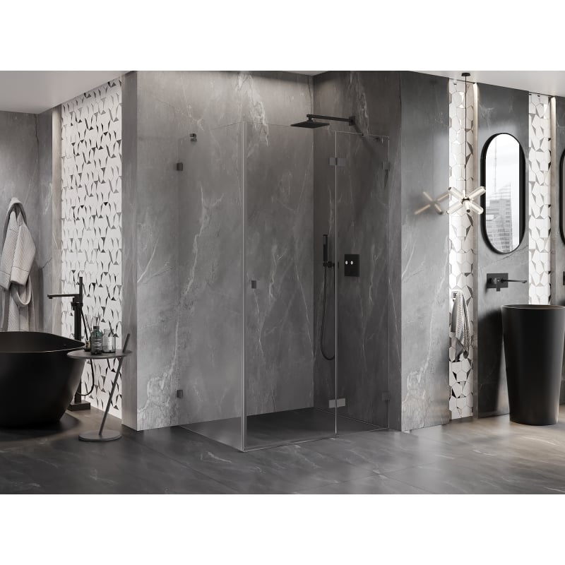 Mexen Lunar Right Swing Shower Enclosure 95 x 70 cm, Transparent, Gun Metal - 834-095-070-95-00-P