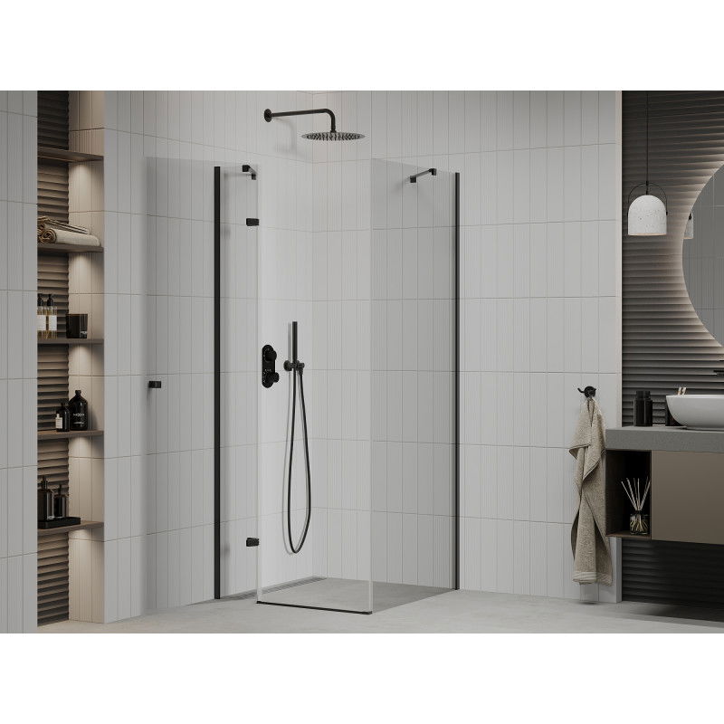 Mexen Roma 80 x 80 cm Hinged Shower Enclosure, Transparent, Black - 854-080-080-70-00
