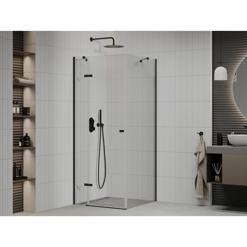 Mexen Roma 80 x 80 cm Hinged Shower Enclosure, Transparent, Black - 854-080-080-70-00