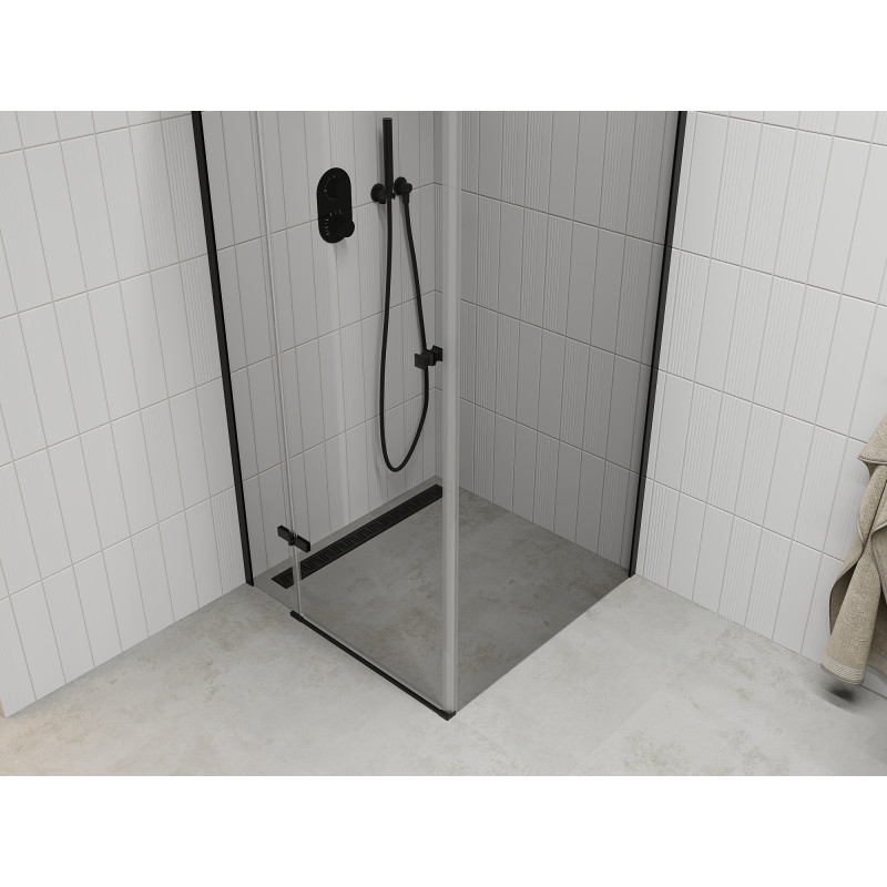 Mexen Roma hinged shower cabin 90 x 90 cm, transparent, black - 854-090-090-70-00
