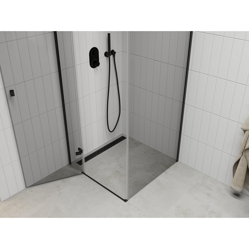 Mexen Roma Hinged Shower Enclosure 90 x 90 cm, Transparent, Black - 854-090-090-70-00
