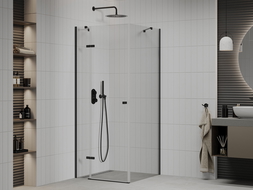 Mexen Roma hinged shower cubicle 90 x 90 cm, Transparent, Black - 854-090-090-70-00