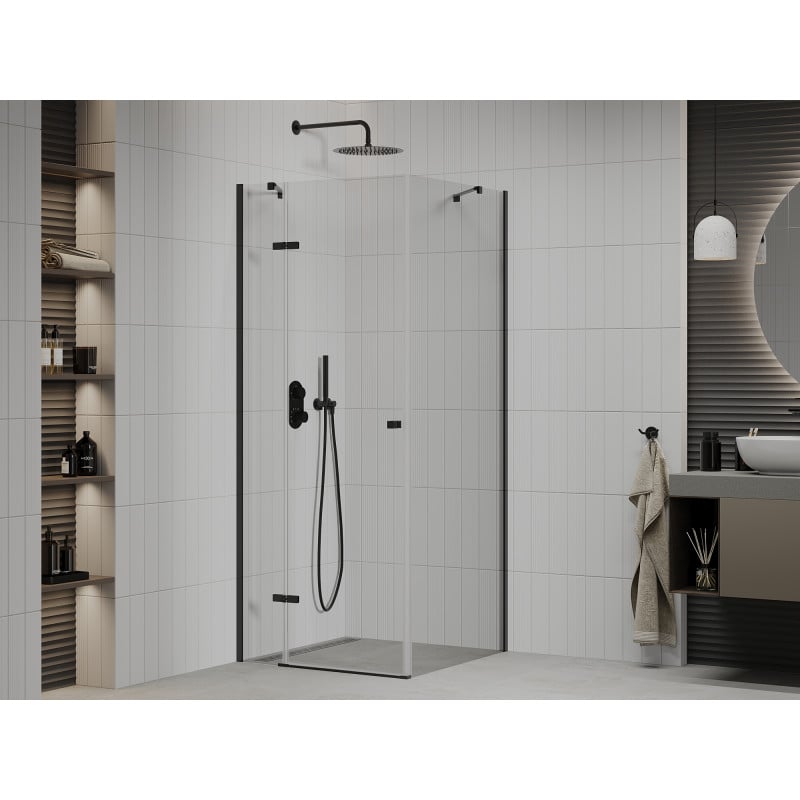 Mexen Roma swing shower cabin 100 x 100 cm, transparent, black - 854-100-100-70-00