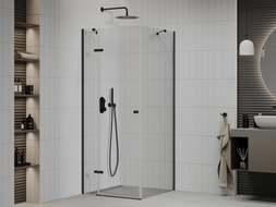 Mexen Roma hinged shower cubicle 100 x 100 cm, Transparent, Black - 854-100-100-70-00
