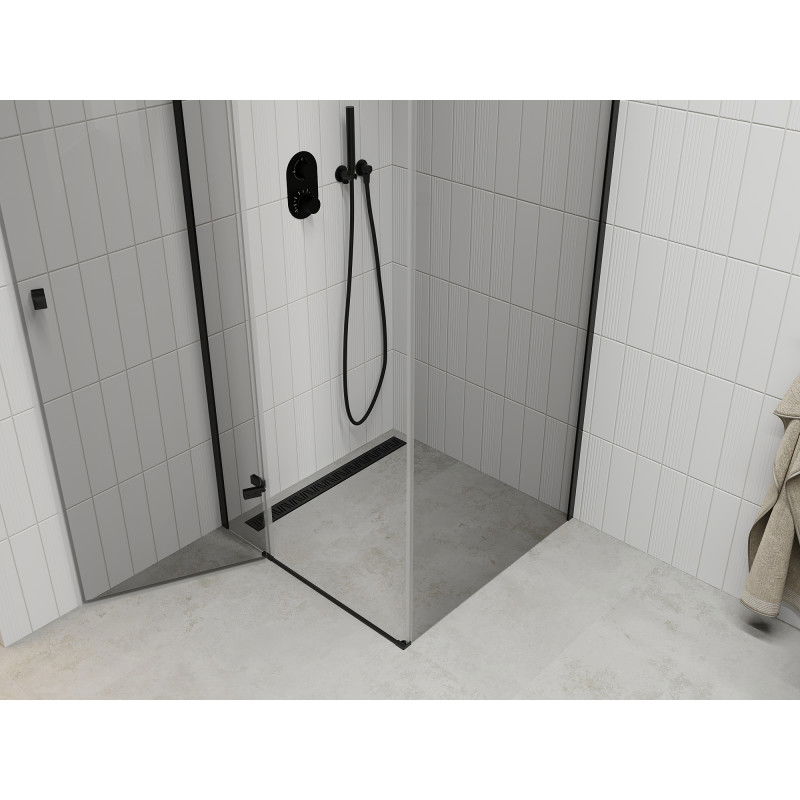 Mexen Roma 100 x 100 cm Hinged Shower Enclosure, Transparent, Black - 854-100-100-70-00
