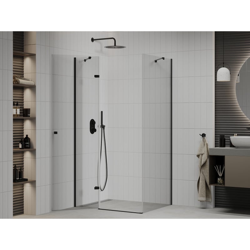 Mexen Roma hinged shower cabin 70 x 100 cm, transparent, black - 854-070-100-70-00