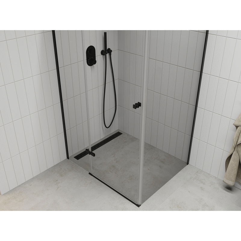 Mexen Roma Hinged Shower Enclosure 70 x 100 cm, Transparent, Black - 854-070-100-70-00