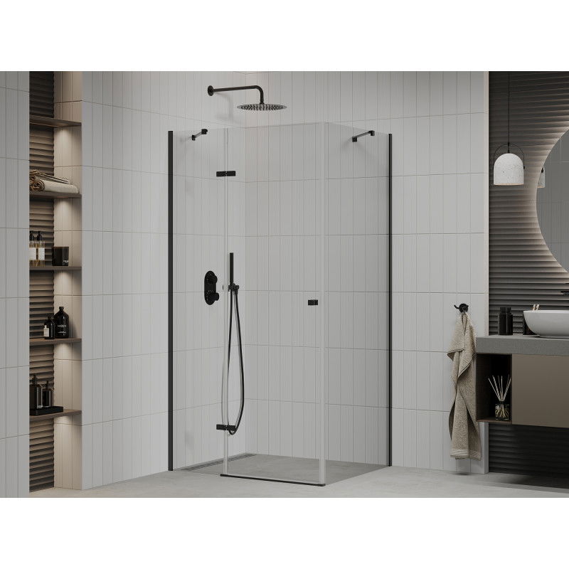 Mexen Roma Shower Enclosure Pivot Door 70 x 110 cm, Transparent, Black - 854-070-110-70-00