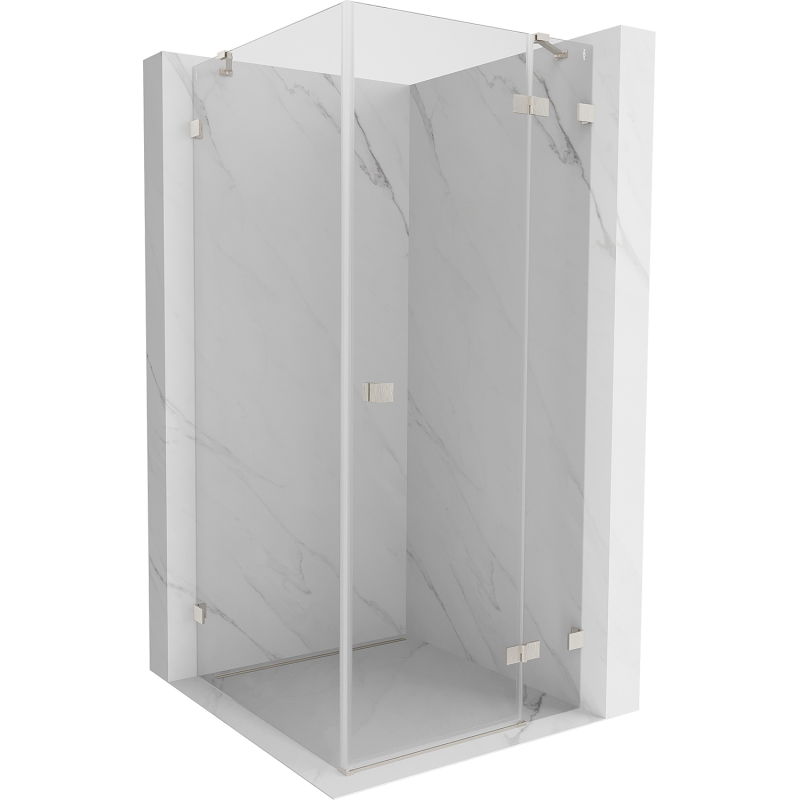 Mexen Lunar right hinged shower enclosure 80 x 80 cm, transparent, brushed nickel - 834-080-080-97-00-P