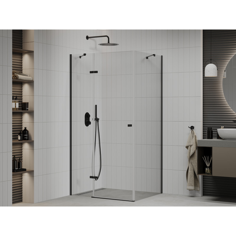 Mexen Roma hinged shower enclosure 70 x 120 cm, transparent, black - 854-070-120-70-00