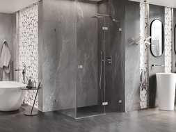 Mexen Lunar right hinged shower cabin 90 x 80 cm, transparent, brushed nickel - 834-090-080-97-00-P