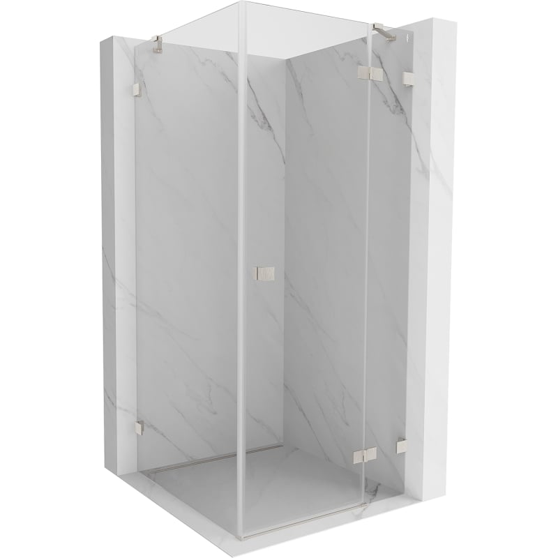 Mexen Lunar shower enclosure pivot right 100 x 100 cm, transparent, brushed nickel - 834-100-100-97-00-P