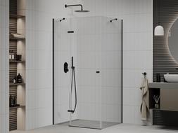 Mexen Roma hinged shower cubicle 80 x 100 cm, Transparent, Black - 854-080-100-70-00