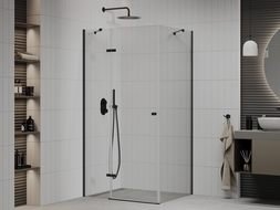 Mexen Roma pivot shower enclosure 80 x 110 cm, transparent, black - 854-080-110-70-00