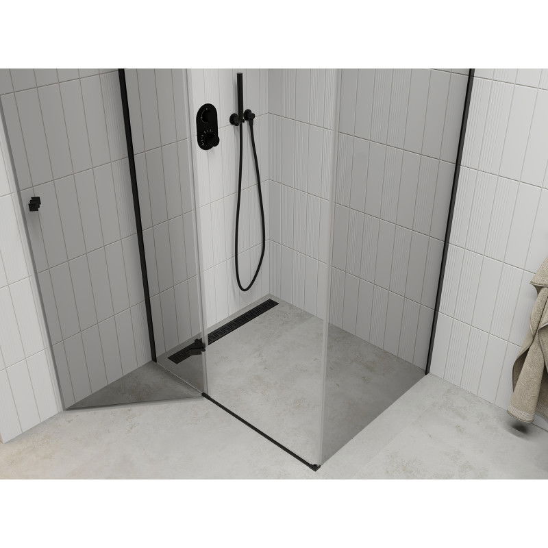 Mexen Roma shower enclosure hinged 90 x 70 cm, transparent, black - 854-090-070-70-00